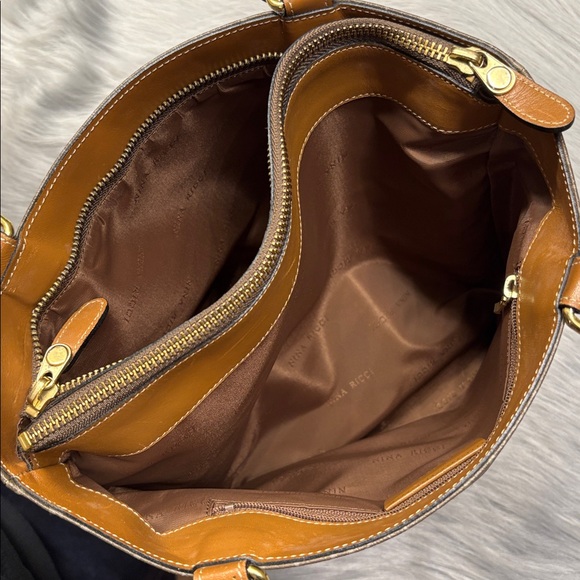 NINA RICCI Vintage Brown and Tan Monogram Tote - Picture 8 of 9